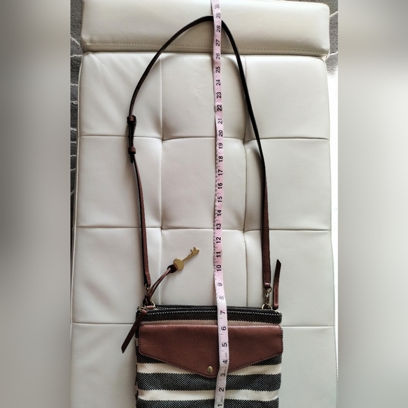 Fossil Striped Canvas and Leather Crossbody Bag - Picture 8 of 16